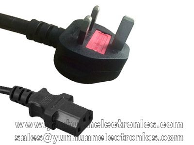 3 Pin Mains Lead - IEC 320 C13 to BS-1363 UK Plug Mains Power Cable Lead