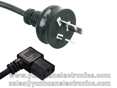 Australian SAA AC Cord Set AS/NZS 3112:2011 to Angled IEC 60320 C13