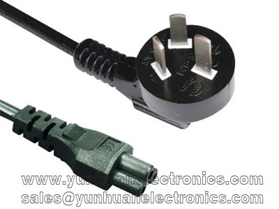 CHINA CCC 3 PIN LAPTOP PLUG TO IEC 60320 C5 2.5A/250V