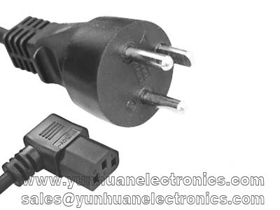 DEMKO Approval ac power cord to Angled IEC 60320 C13 10A/250V