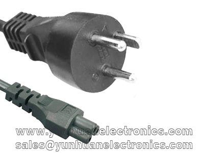 Danish laptop power cord to IEC 60320 C5 2.5a/250v