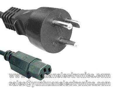 Denmark power cord DK-2-1A to IEC 60320 C15 10a/250v