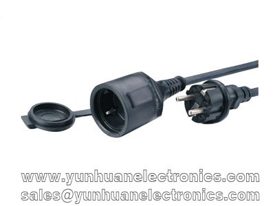 IP44 SCHUKO PLUG  EURO AC MAINS MALE TO FEMALE 16A/250VAC