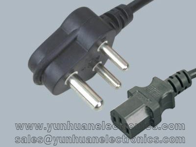 India/South Africa Cord Set SANS 164-1 Plug Type IEC 60320 C13 6A/250V