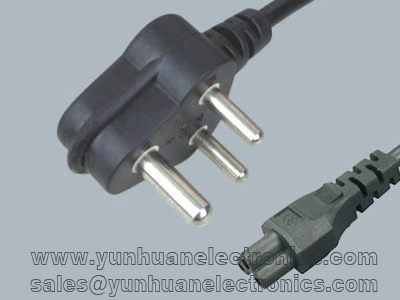 India/South Africa mains cord SANS 164-1 to  IEC 60320 C5 2.5A/250V