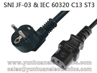 Indonesia SNI power cords JF-03 IEC C13 ST3