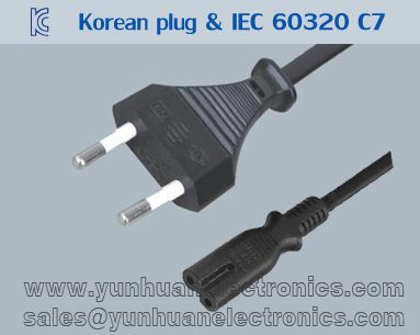 Korean kc power cord k01 IEC 60320 C7 ST2