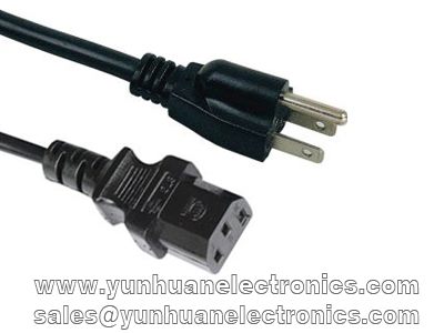 North American UL Universal Power Cord (NEMA 5-15P to IEC C13 10~15A,125VAC)