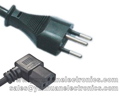 Swiss Cord Set SEV 1011 6534-2 Type 12 Plug IEC 60320 C13 Angled 10a/250vac