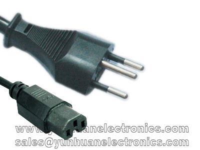 Swiss  AC Power Cord SEV 1011 6534-2 Type 12 Plug IEC 60320 C15 10a/250vac