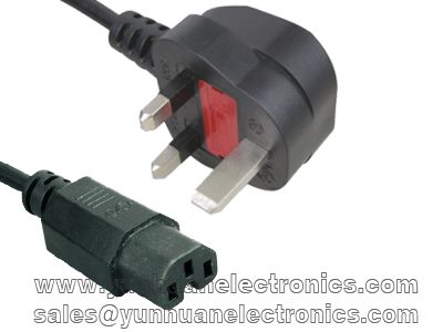 UK ASTA  BS 1363-1 MAINS LEAD  TO IEC 60320 C15 13A/250V