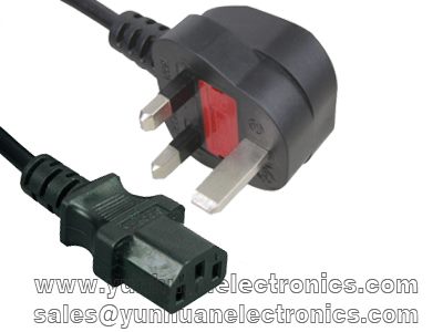 UK  Plug BSI 1363/A to IEC Kettle Lead  Power Cord Cable PC Mains