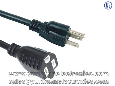 UL Power Extension Cord Cable - NEMA 5-15P TO NEMA 5-15R (13/15A 125VAC)