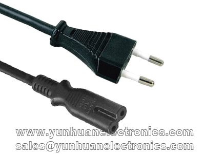 power Cord Europlug CEE7/16  to IEC 60320-C7 VDE 2.5a/250v